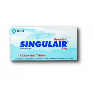 SINGULAIR PAEDIATRIC 5 MG ( MONTELUKAST ) 14 CHEWABLE TABLETS